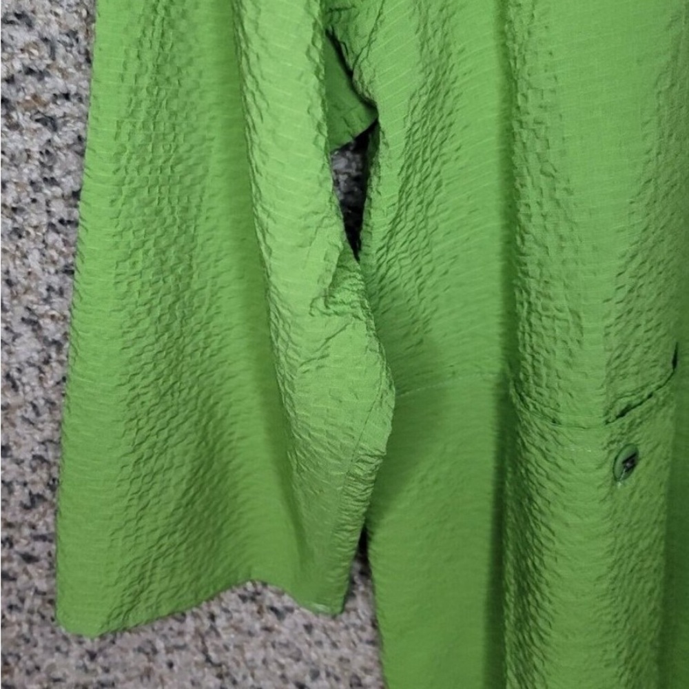 Habitat Top Womens Large Green Button Up Textured Collared Pockets Casual Ladies - Picture 6 of 9
